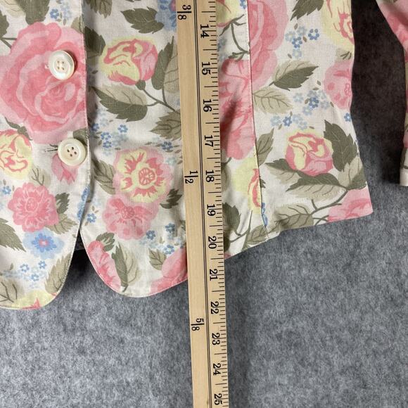 Vintage Mondi Blazer Jacket Womens 40 Floral Linen Blend Crop Boho Cottage 80s - Picture 9 of 16